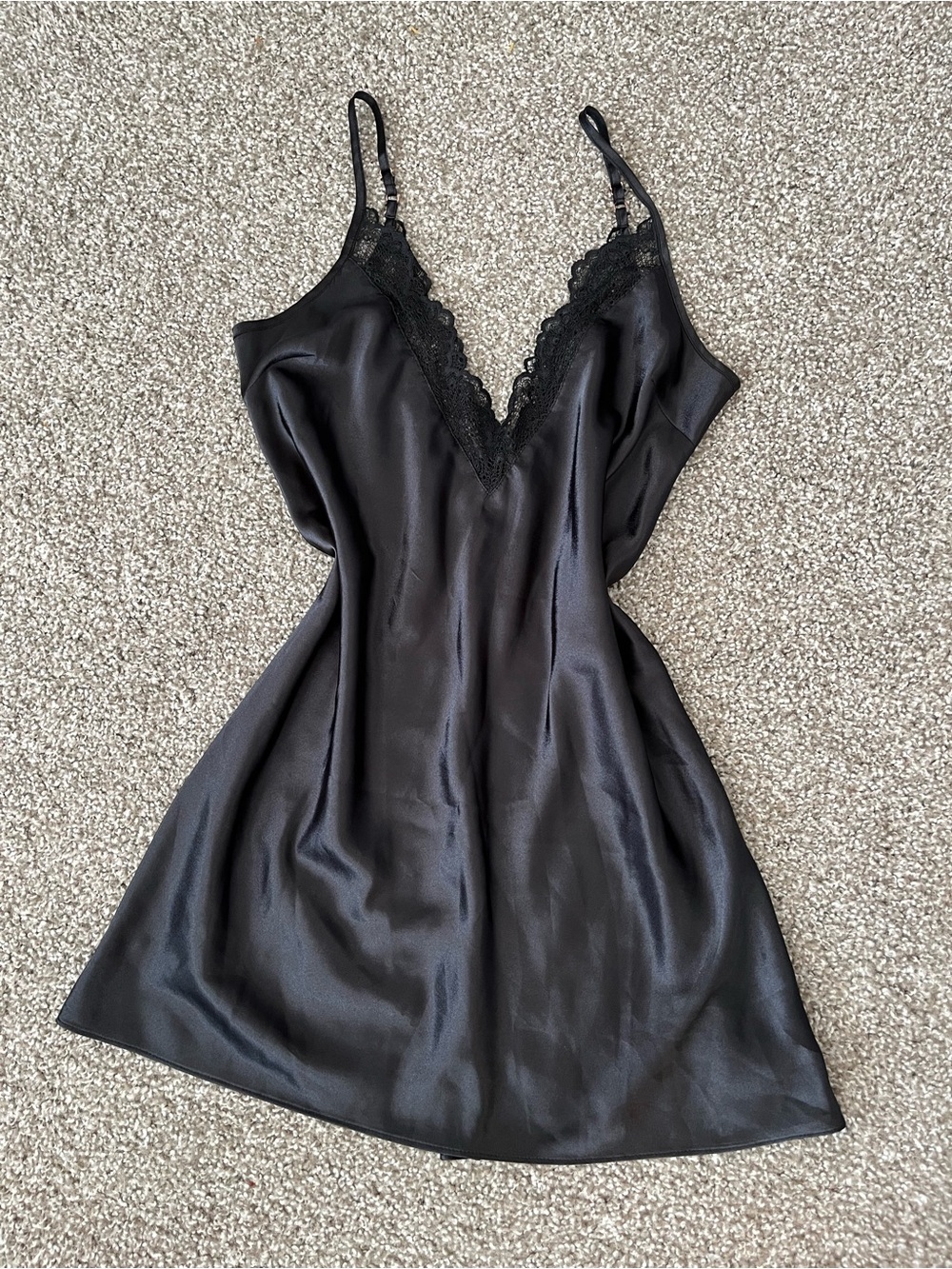 INC International Concepts Black Lace-Trim Satin Slip